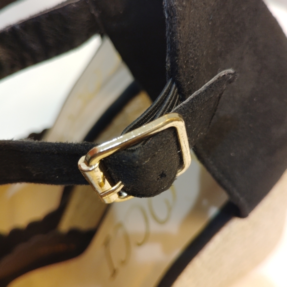 CCOCCI Jessie Espadrilles Wedge Sandal Black Suede w/ Ankle Buckle Strap - Picture 11 of 14